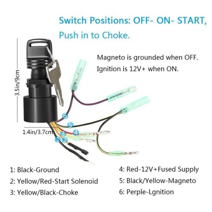 Outboard Motor Hook-up Front Operation Box Start Key Core Base - Image 6