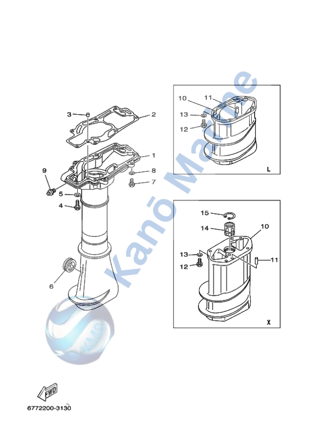 Yamaha 8HP Upper Casing Diagram