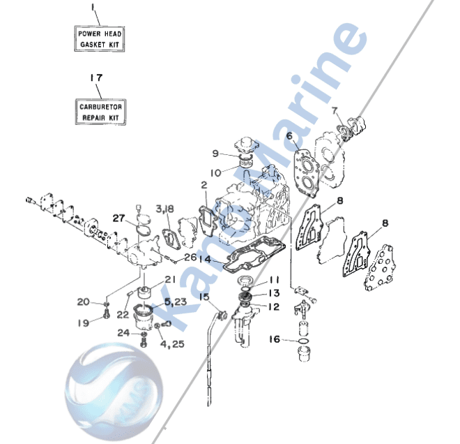 Yamaha 8HP Repair Kit 1 Diagram