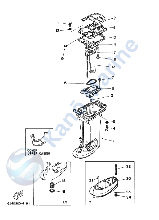 Yamaha E40GMHL Upper Casing 1 Diagram