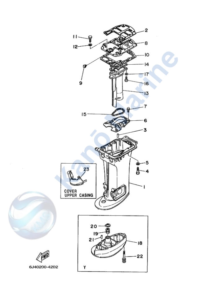 Yamaha E40GMHL Upper Casing 2 Diagram