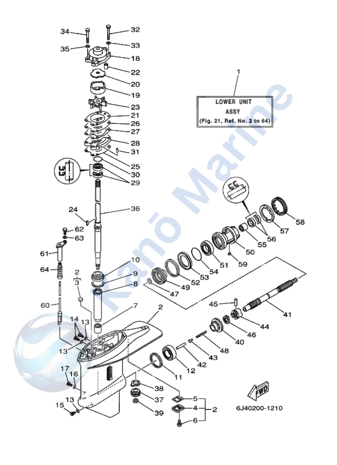 Yamaha 40HP Lower Casing Diagram