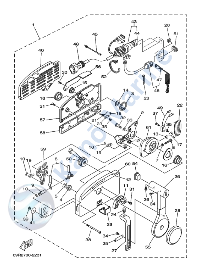 Yamaha 40HP Remote Control Assy Diagram