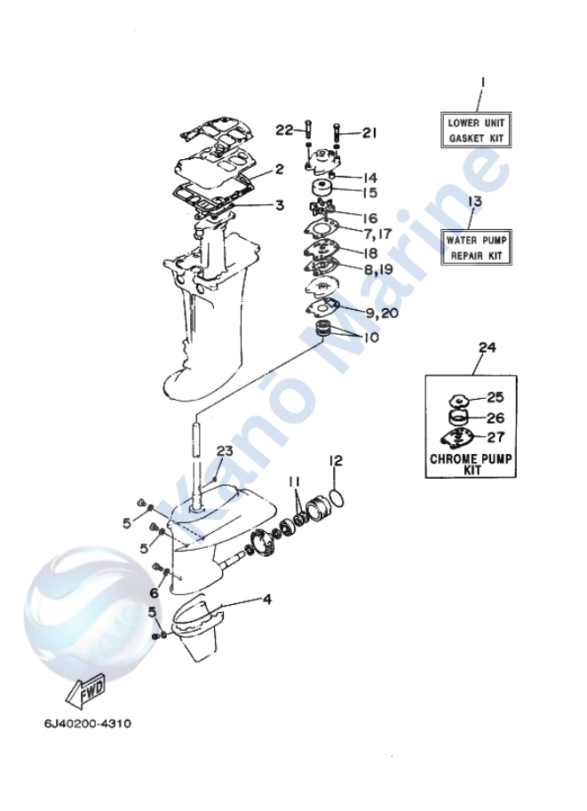 Yamaha 40HP Repair Kit 2 Diagram