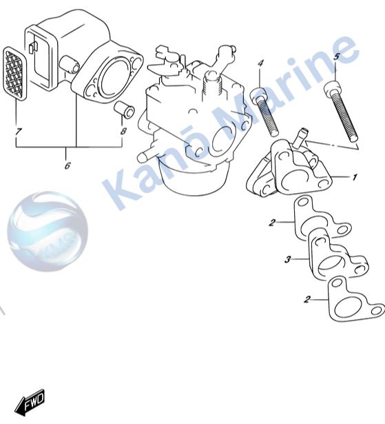 Suzuki DF2.5 Intake Pipe Silencer Diagram
