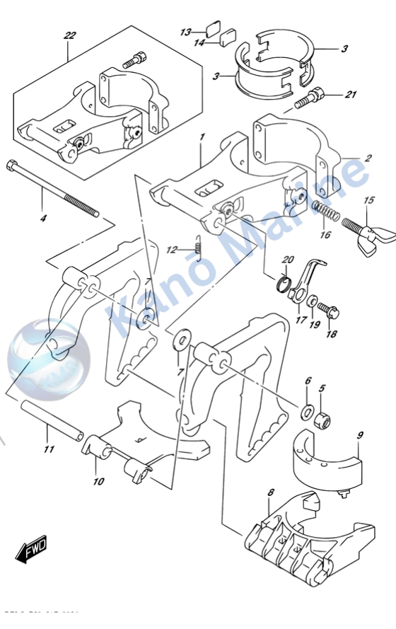 Suzuki DF2.5 Swivel Bracket Diagram