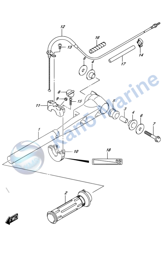 Suzuki DF2.5 Tiller Handle Diagram