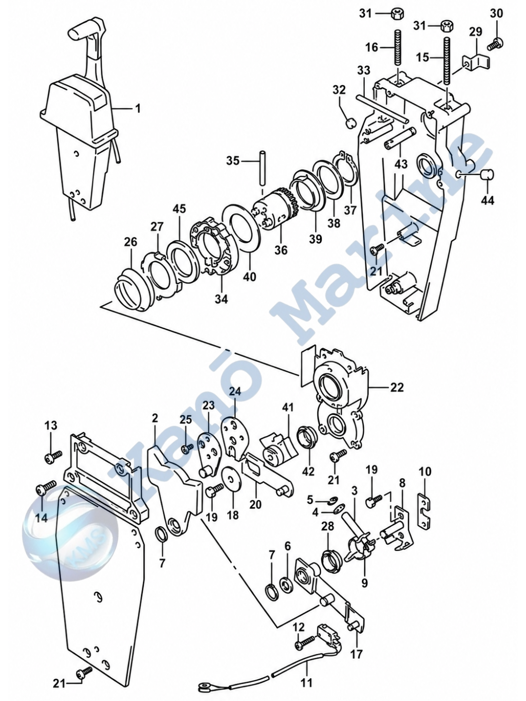 Suzuki DF8A OPT. Remote Control Assy (Single 2) Parts Diagram