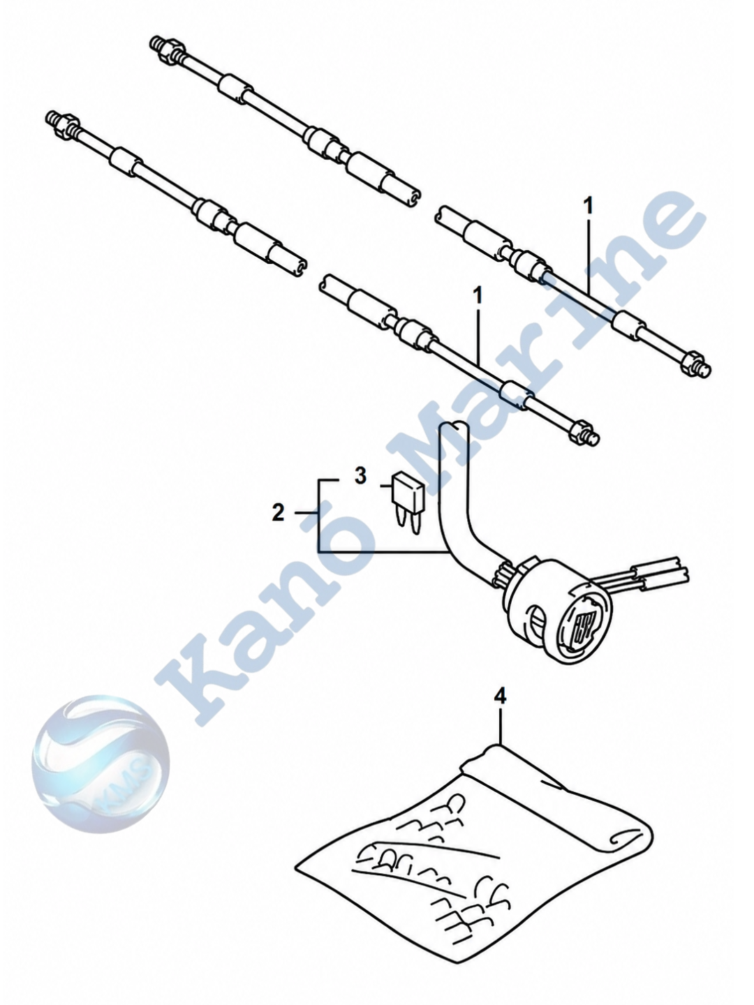 Suzuki DF8A OPT. Remocon Cable Parts Diagram