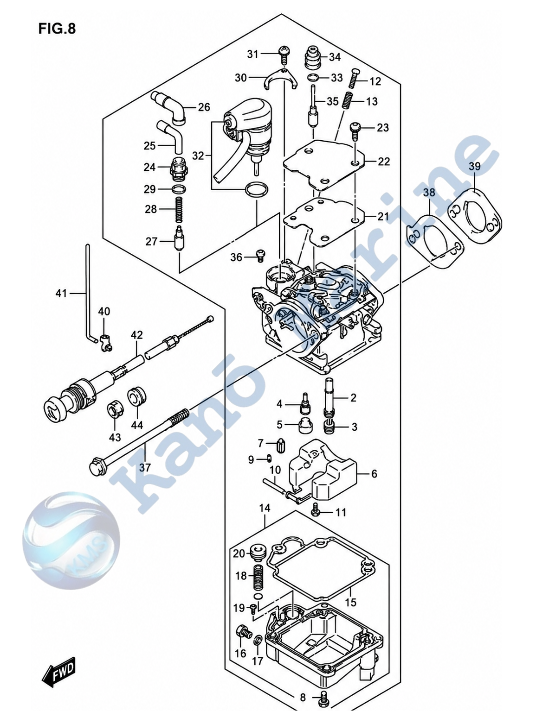 Suzuki DF9.9A/B Carburetor Parts Diagram