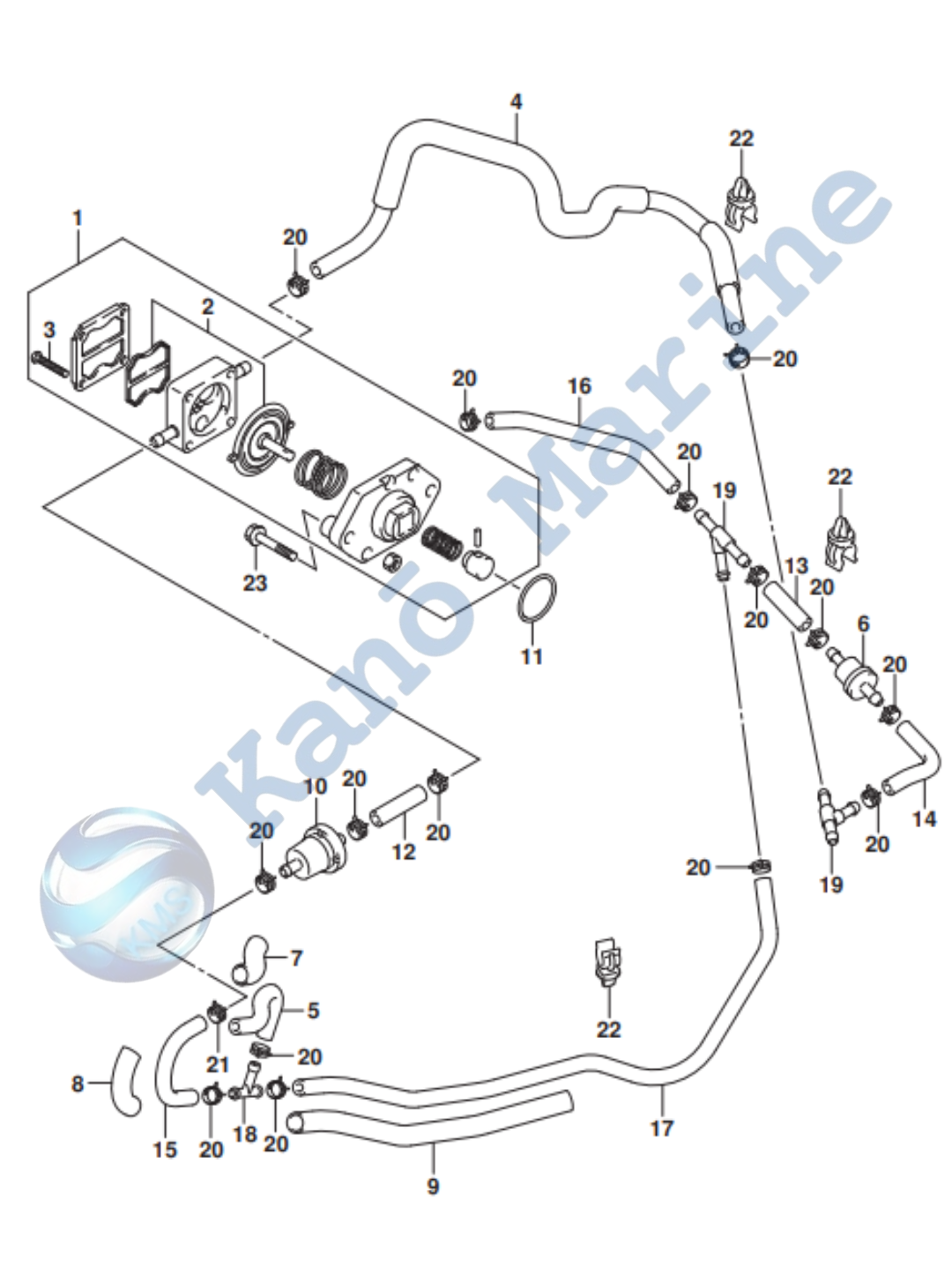 Suzuki DF6A Fuel Pump Parts Diagram
