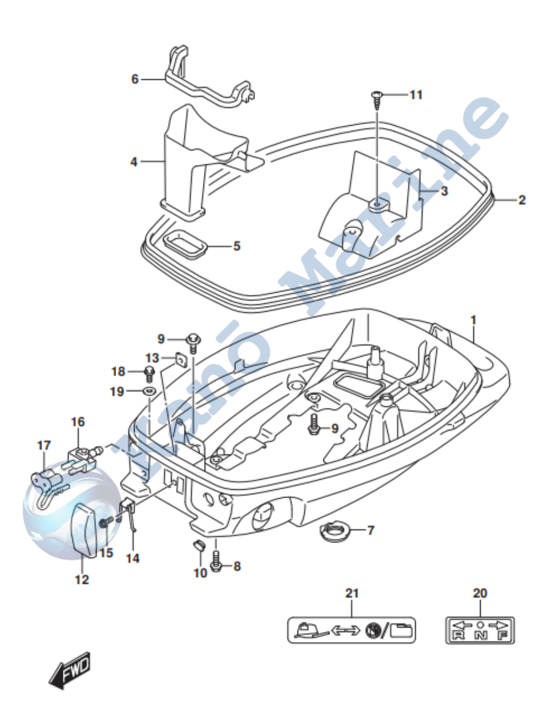 Suzuki DF4A Lower Cover Parts Diagram