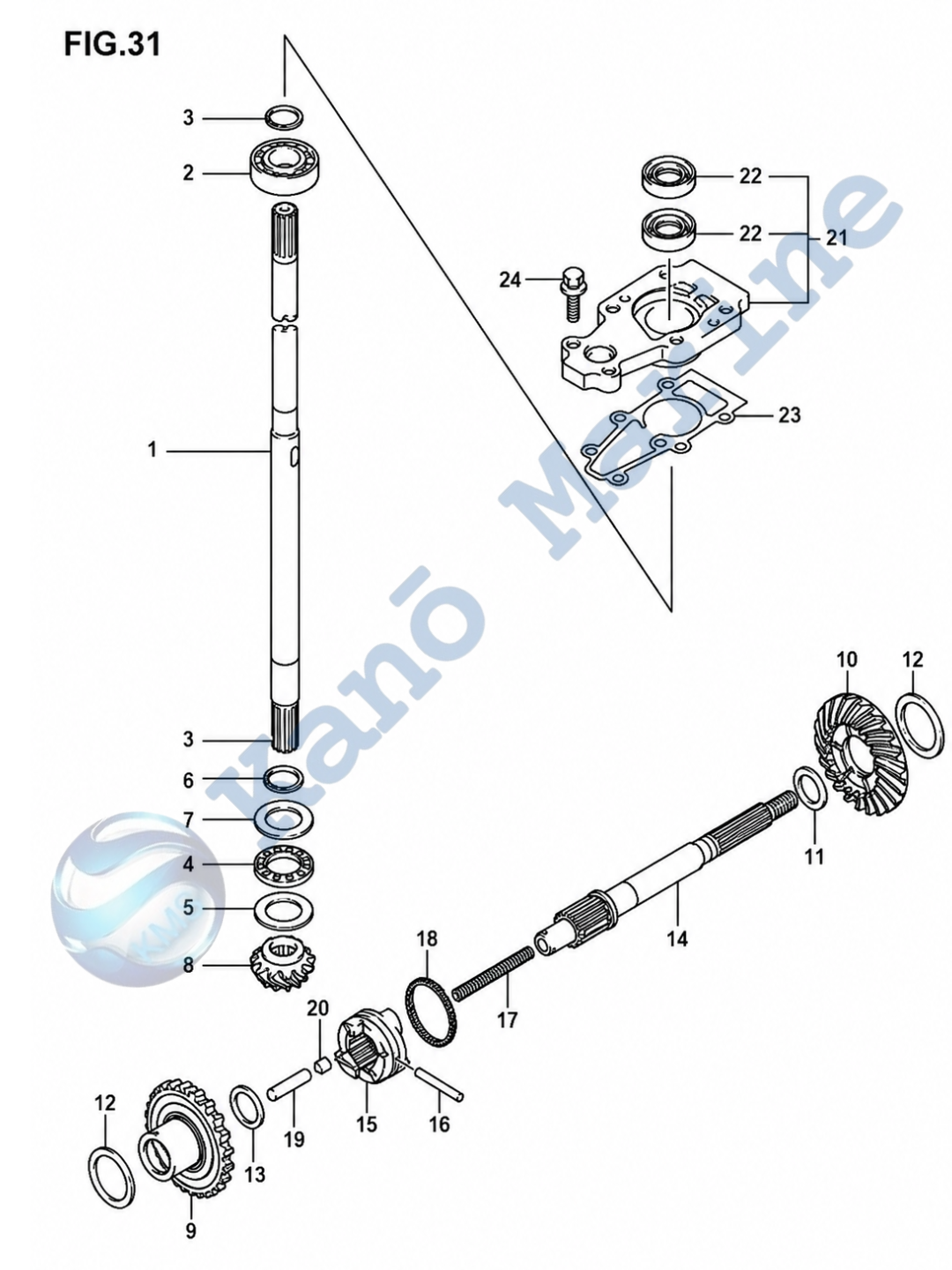 Suzuki DF9.9A/B Transmission Parts Diagram