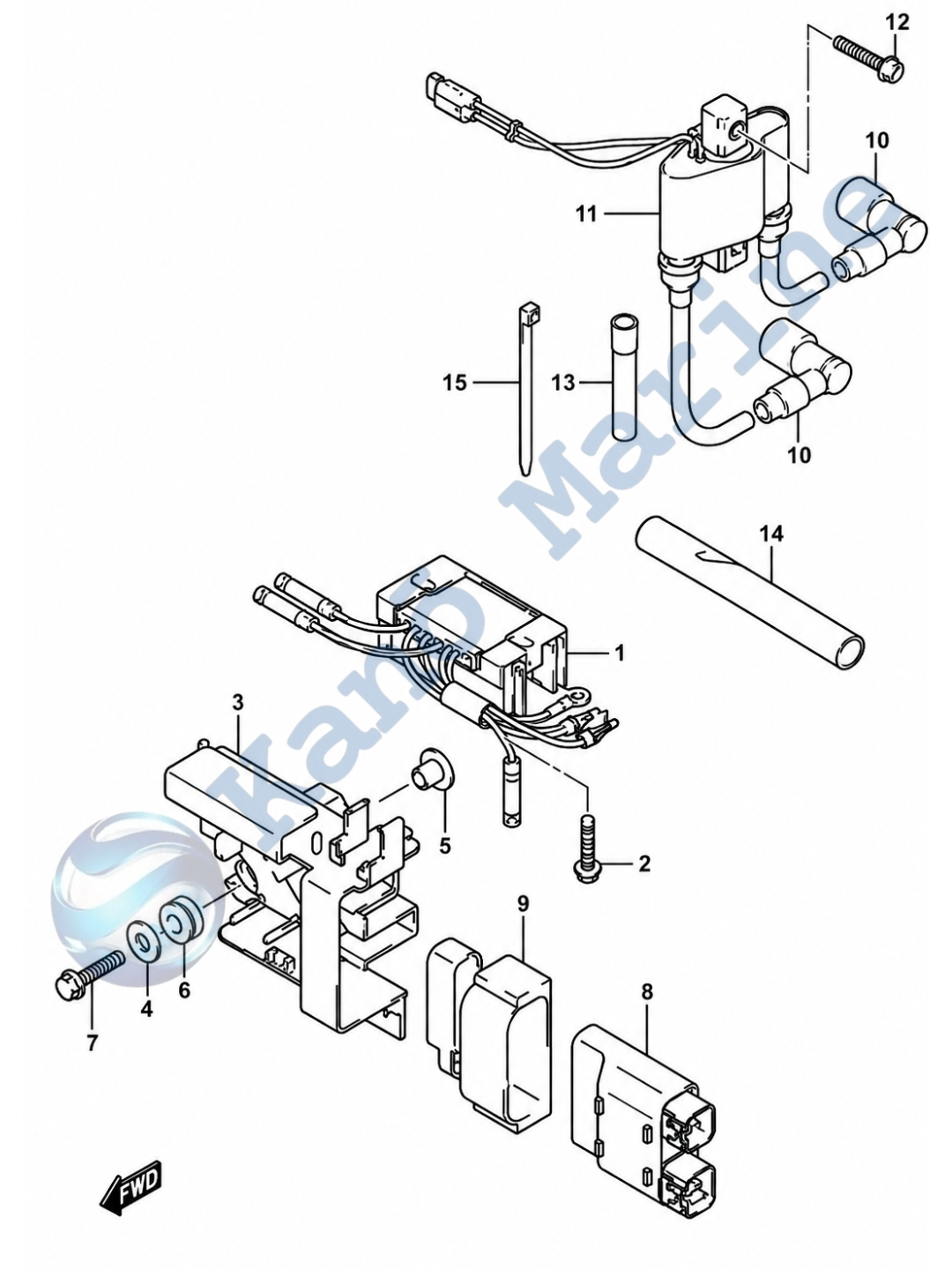 Suzuki DF8A Rectifier Ignition Coil Parts Diagram