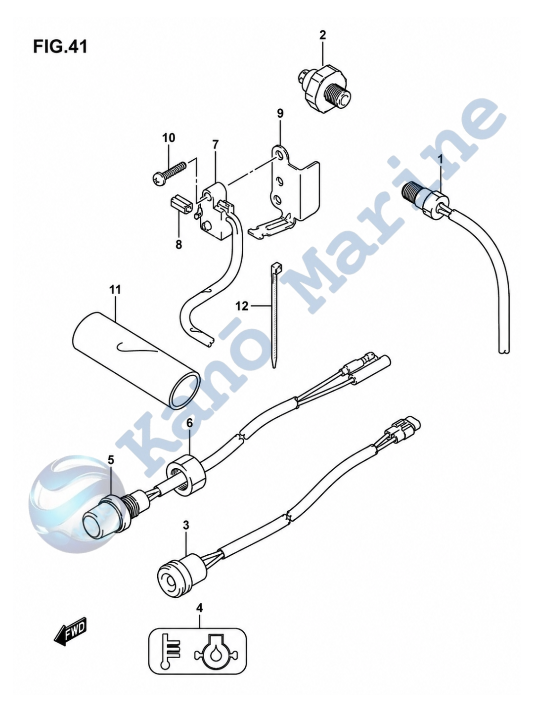 Suzuki DF8A Sensor Switch Parts Diagram