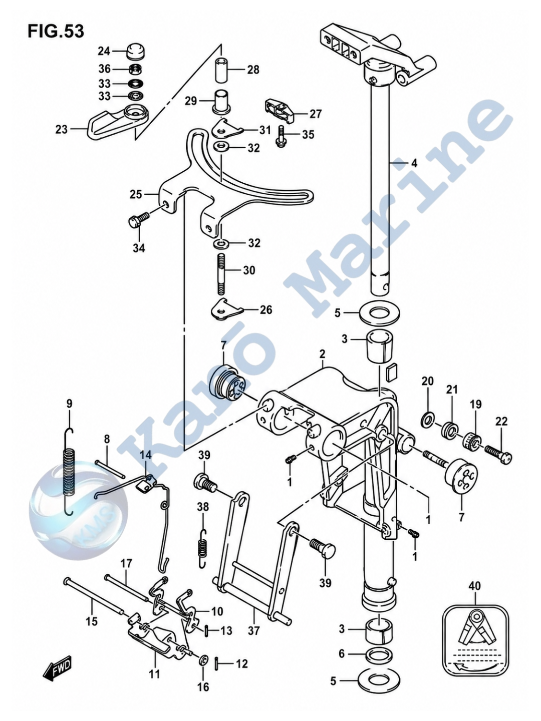 Suzuki DF9.9A/B Swivel Bracket Parts Diagram