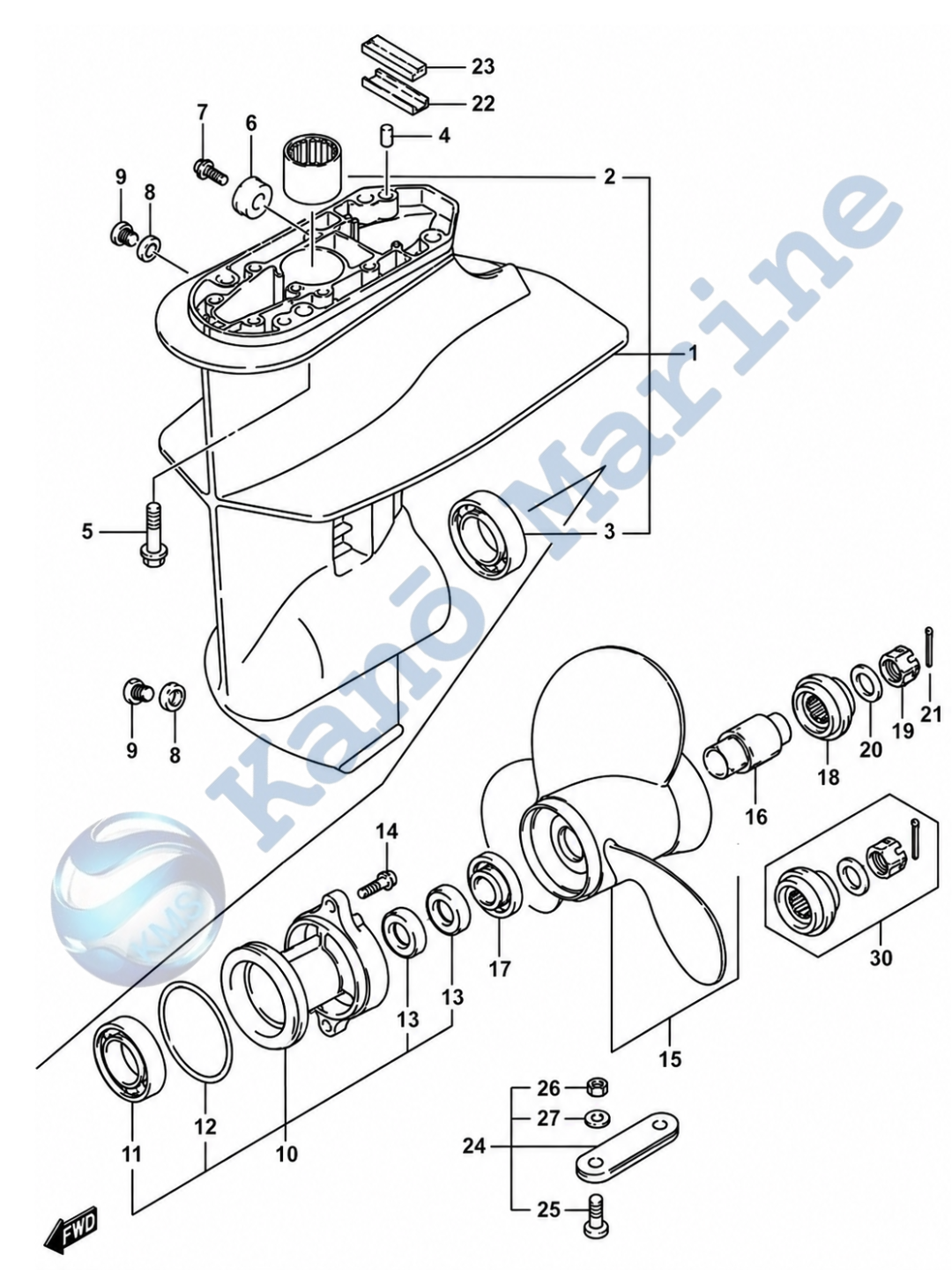 Suzuki DF9.9A/B Gear Case Diagram