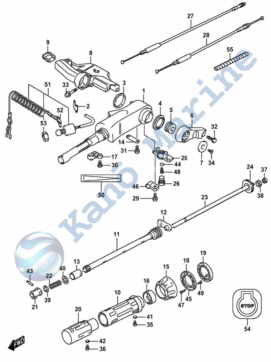 Suzuki DF9.9A/B Tiller Handle Parts Diagram