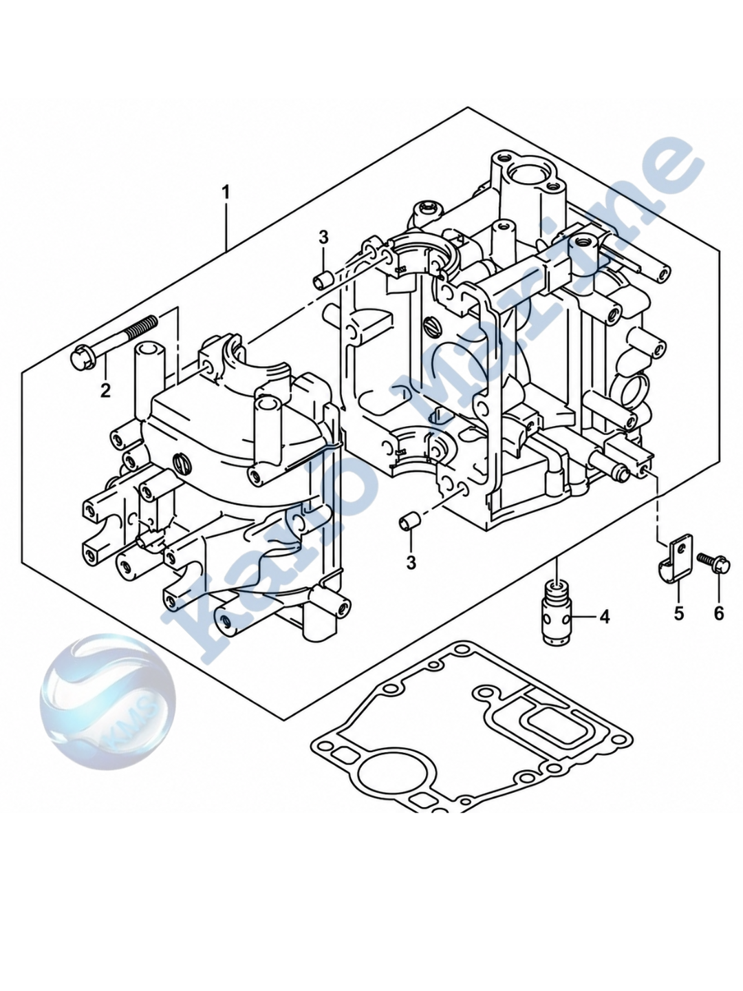 Suzuki DF9.9A/B Cylinder Block Parts Diagram