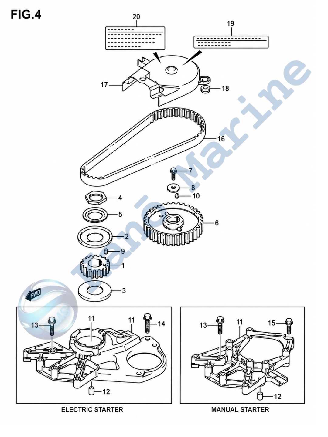 Suzuki DF9.9A/B Timing Belt Parts Diagram