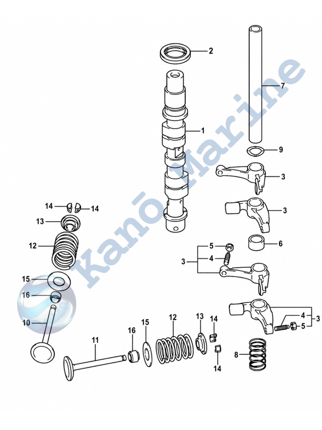 Suzuki DF9.9A/B Camshaft Parts Diagram