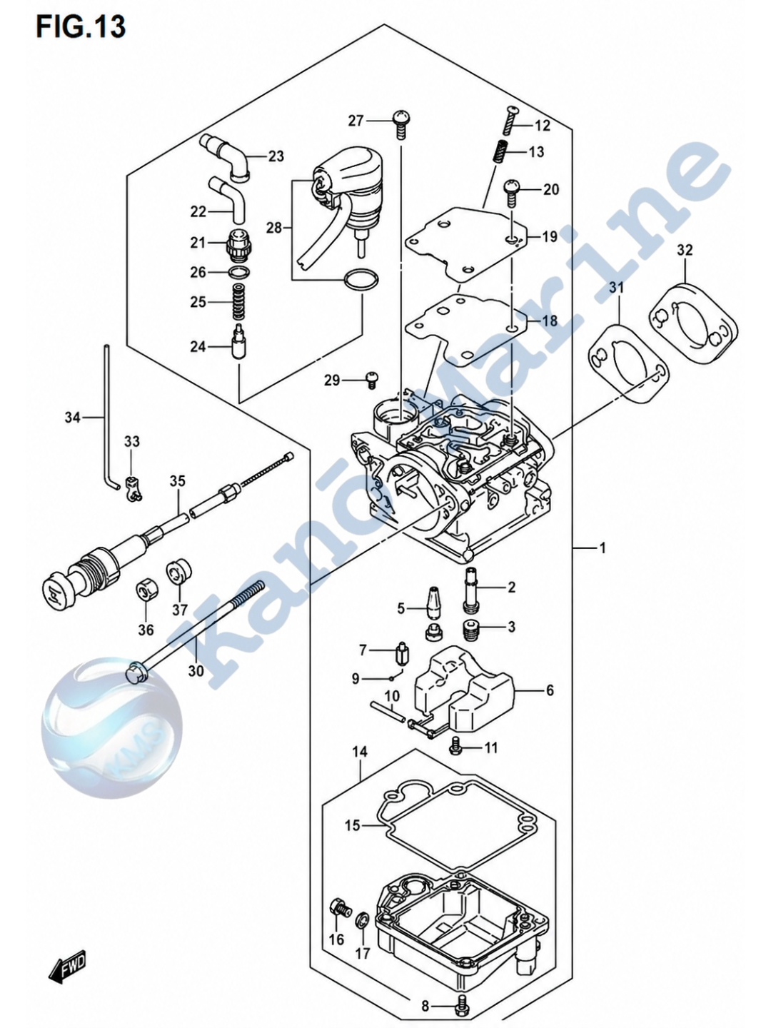 Suzuki DF9.9A/B Carburetor Parts Diagram