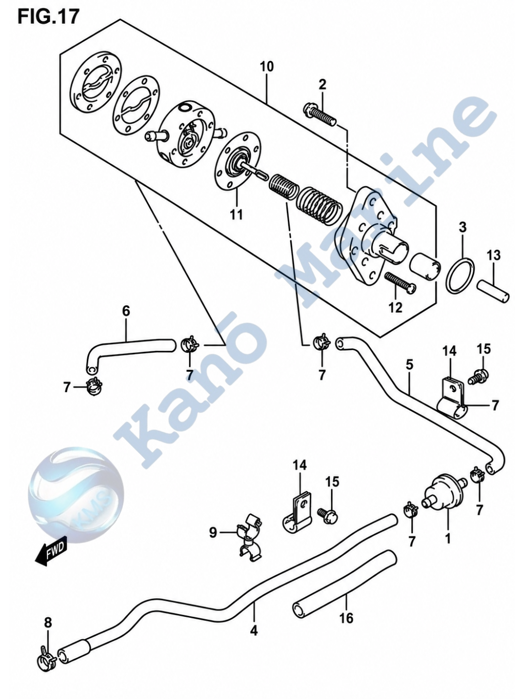 Suzuki DF9.9A/B Fuel Pump Parts Diagram