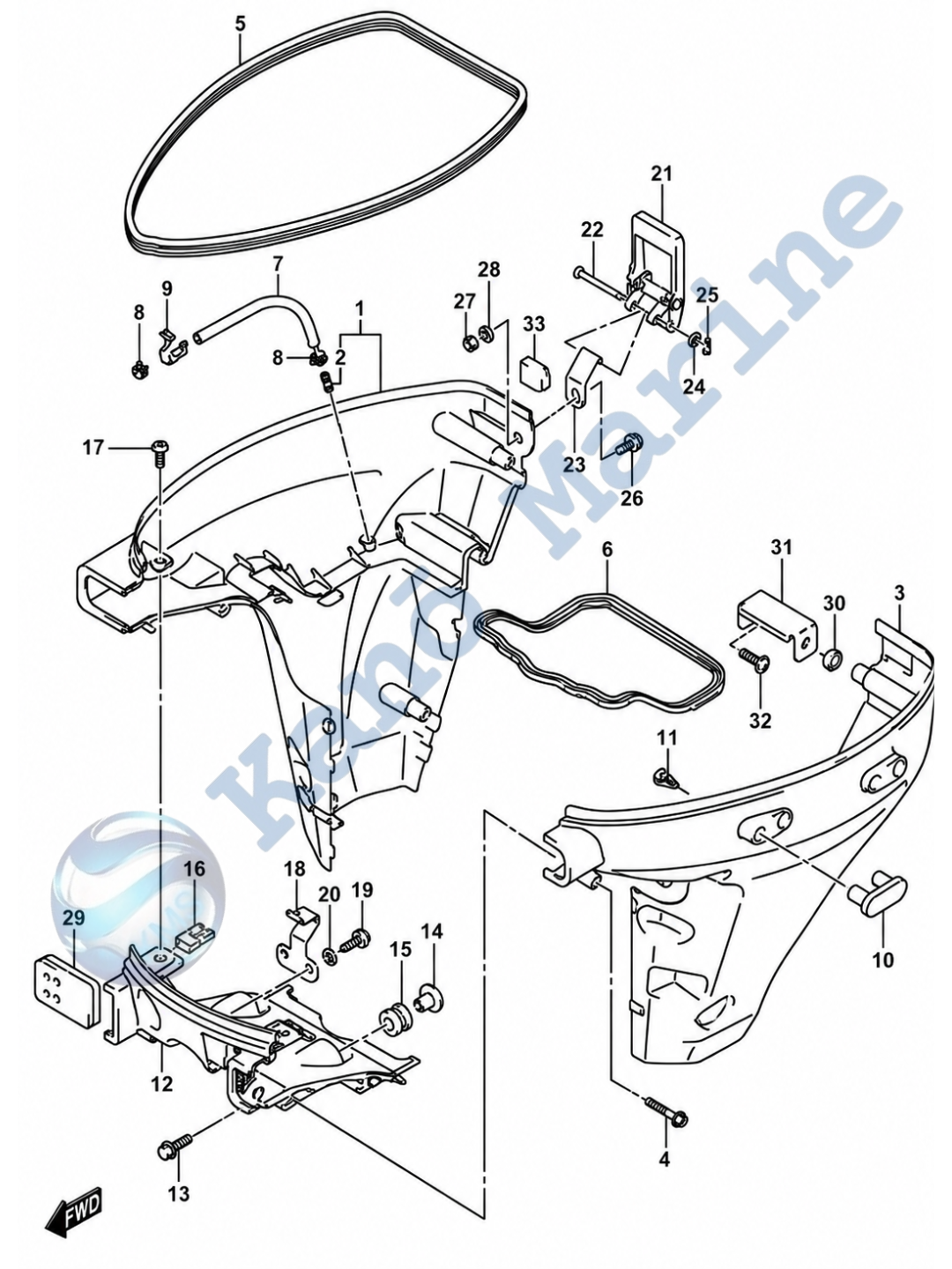Suzuki DF9.9A/B Side Cover Parts Diagram