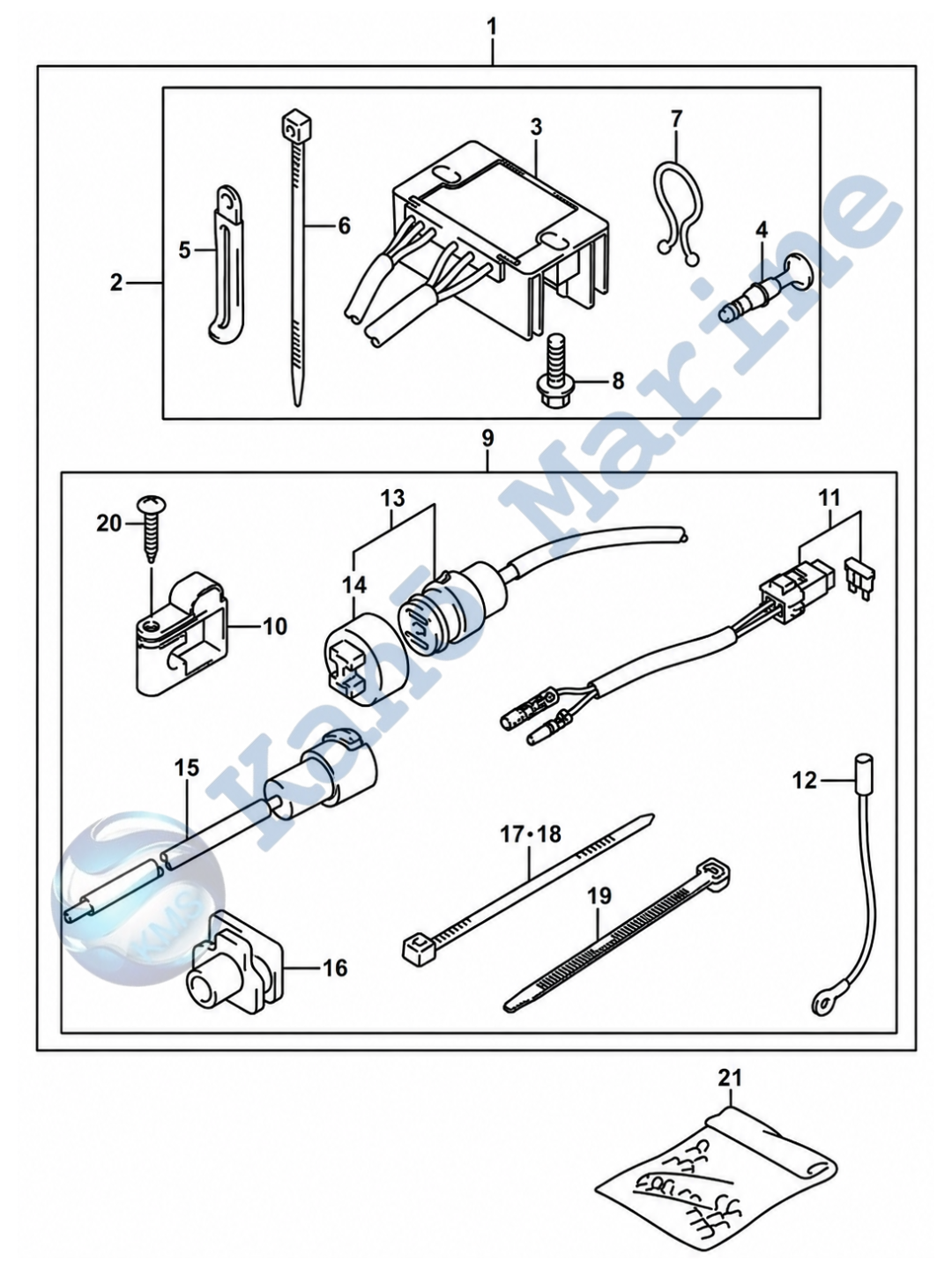 Suzuki DF8A Optional Electrical Manual Starter Diagram
