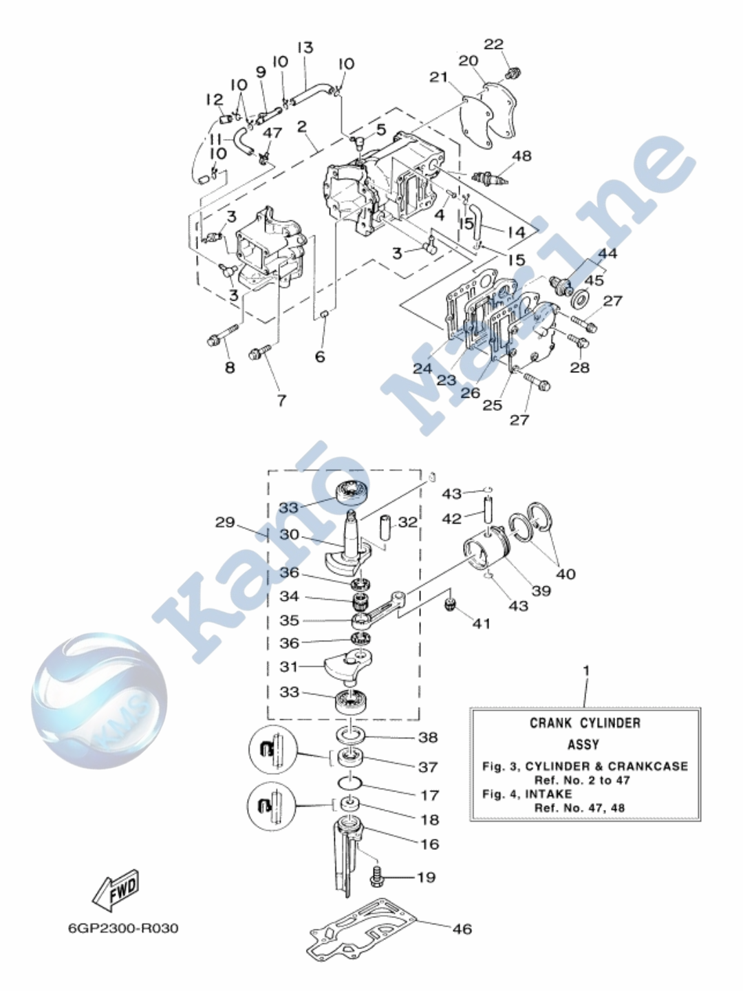 Yamaha 4CMHL Cylinder & Crankcase Diagram