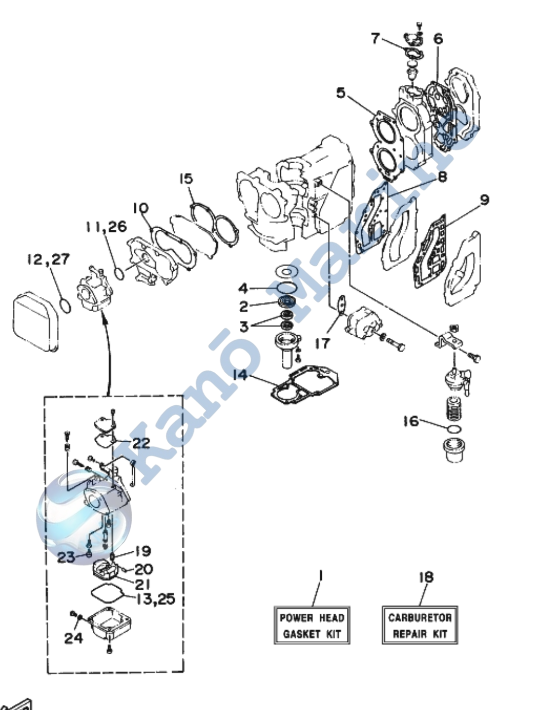 Yamaha E25BMHL Repair Kit 1 Diagram